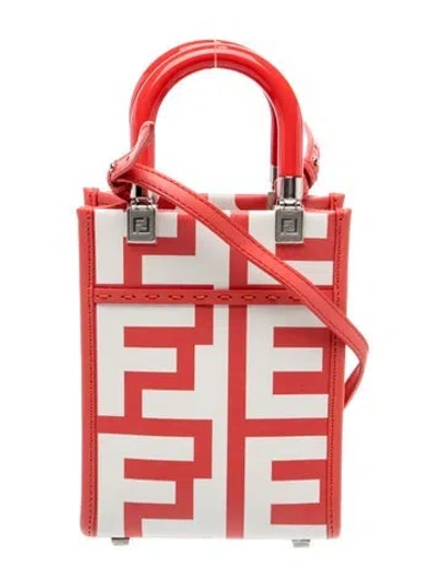 Pre-owned Fendi X Marc Jacobs Leather Sunshine Shopper Mini In Red