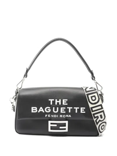 Pre-owned Fendi X Marc Jacobs Mamma Baguette Leather Tote Bag In Black