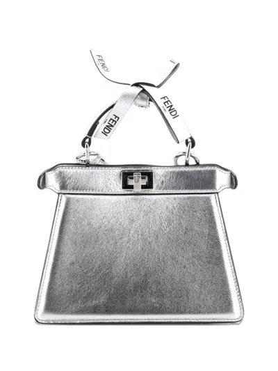 Pre-owned Fendi X Marc Jacobs Peekaboo Iseeu Bag Leather Petite Satchel In Silver