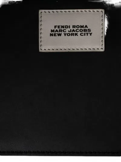 Pre-owned Fendi X Marc Jacobs Sunshine Shopper Printed Leather Medium Tote Bag In Black