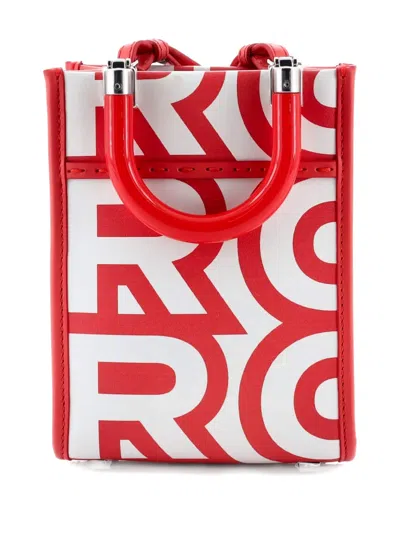 Pre-owned Fendi X Marc Jacobs Sunshine Shopper Printed Leather Mini Tote Bag In Red