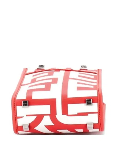 Pre-owned Fendi X Marc Jacobs Sunshine Shopper Printed Leather Mini Tote Bag In Red