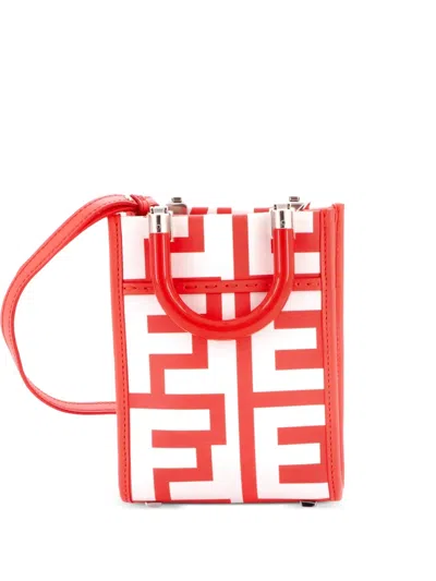 Pre-owned Fendi X Marc Jacobs Sunshine Shopper Tote Printed Leather Mini Crossbody Bag In Multi