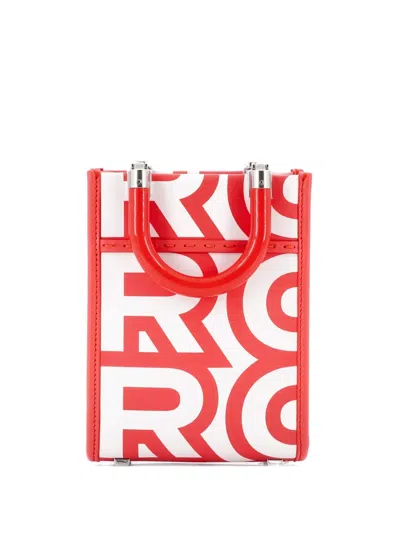Pre-owned Fendi X Marc Jacobs Sunshine Shopper Tote Printed Leather Mini Crossbody Bag In Red