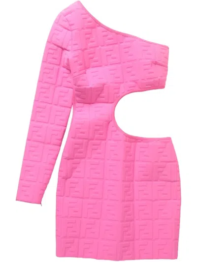 Pre-owned Fendi X Nicki Minaj Ff-embossed Mini Dress In Pink