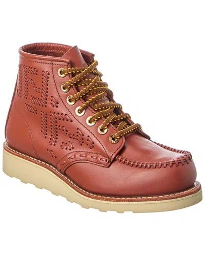Fendi X Red Wing Leather Bootie In Neutral
