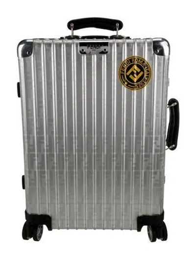 Pre-owned Fendi X Rimowa Aluminum Suitcase In Silver