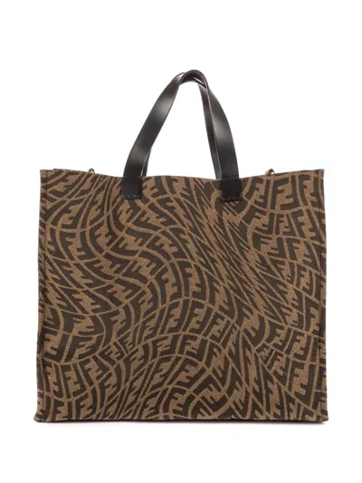 Pre-owned Fendi X Sarah Coleman 2000 Ff Vertigo Handbag In Brown