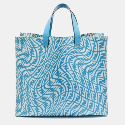 Pre-owned Fendi X Sarah Coleman Blue Ff Vertigo Pvc Shopper Tote