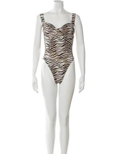 Pre-owned Fendi X Skims Animal Print One-piece In Neutral