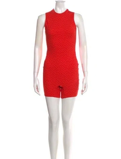 Pre-owned Fendi X Skims Crew Neck Romper W/ Tags In Red