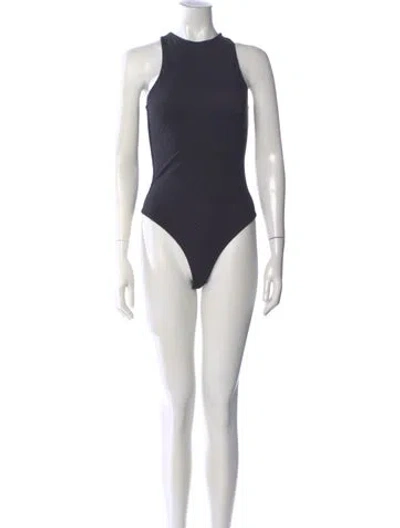 Pre-owned Fendi X Skims Graphic Print Crew Neck Bodysuit In Black