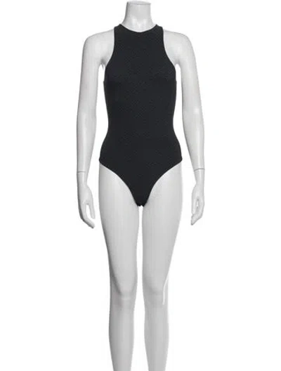Pre-owned Fendi X Skims Graphic Print Crew Neck Bodysuit In Gray
