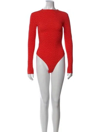 Pre-owned Fendi X Skims Graphic Print Crew Neck Bodysuit W/ Tags In Red