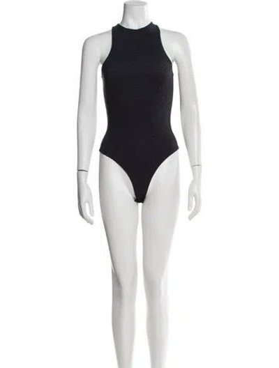 Pre-owned Fendi X Skims Graphic Print Mock Neck Bodysuit In Black