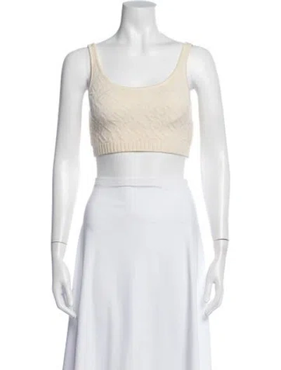 Pre-owned Fendi X Skims Graphic Print Scoop Neck Crop Top In Neutral