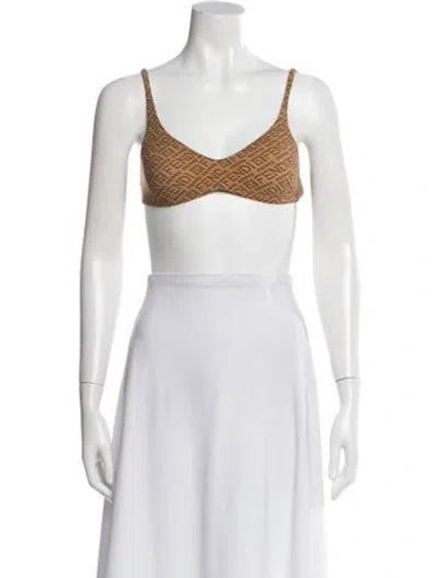 Pre-owned Fendi X Skims Graphic Print Scoop Neck Sports Bra In White