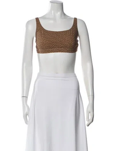Pre-owned Fendi X Skims Graphic Print Square Neckline Sports Bra In White