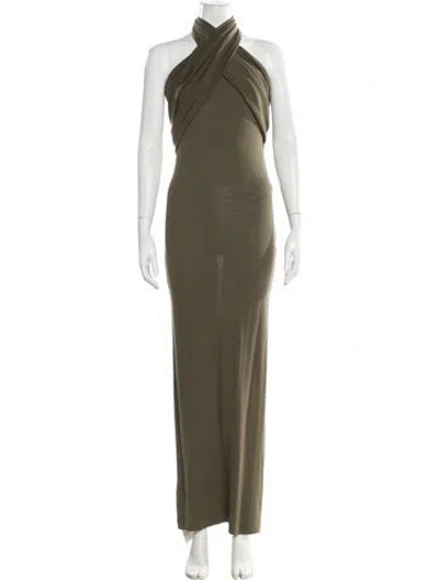 Pre-owned Fendi X Skims Halterneck Long Dress In Green