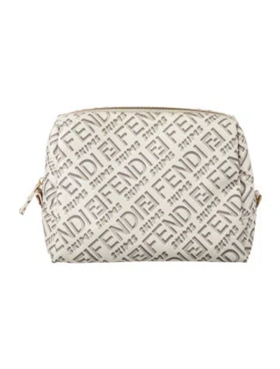 Pre-owned Fendi X Skims Logo Cosmetic Bag In Neutral