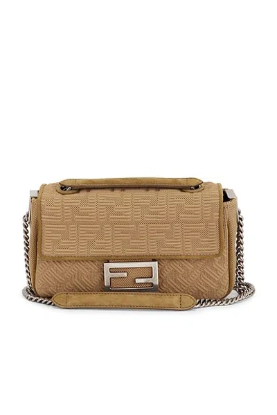 Pre-owned Fendi X Skims Midi Chain Baguette Shoulder Bag In Sand