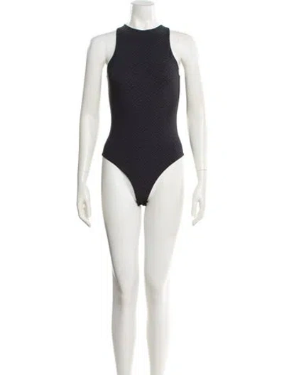 Pre-owned Fendi X Skims Nylon Crew Neck Bodysuit In Black
