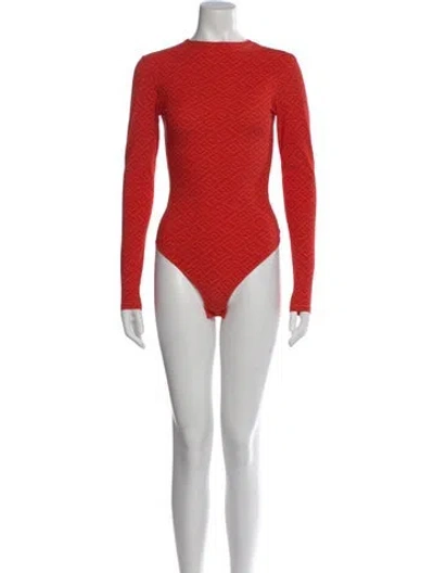 Pre-owned Fendi X Skims Nylon Graphic Print Bodysuit In Orange