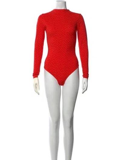 Pre-owned Fendi X Skims Nylon Turtleneck Bodysuit In Orange