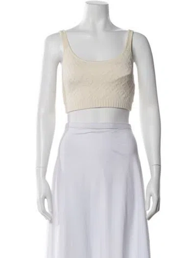 Pre-owned Fendi X Skims Patterned Scoop Neck Crop Top In White