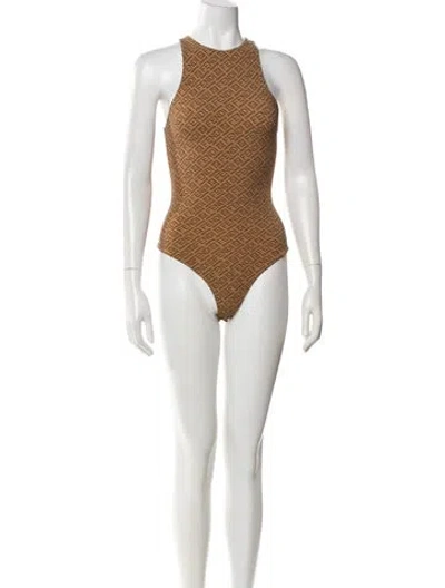 Pre-owned Fendi X Skims Printed One-piece In Brown