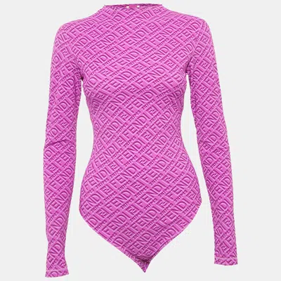 Pre-owned Fendi X Skims Purple Monogram Jersey Bodysuit M