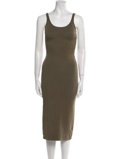 Pre-owned Fendi X Skims Scoop Neck Midi Length Dress In Green