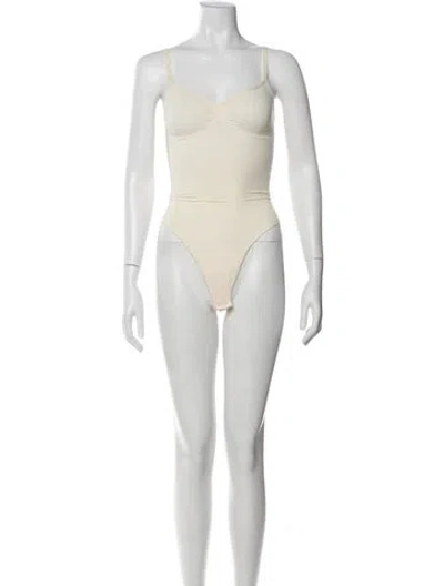 Pre-owned Fendi X Skims Scoop Neck Sleeveless Bodysuit W/ Tags In Neutral