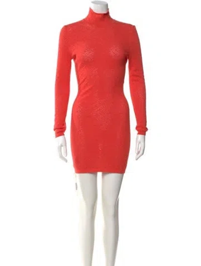 Pre-owned Fendi X Skims Turtleneck Mini Dress In Orange