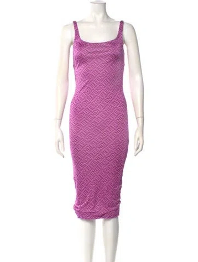 Pre-owned Fendi X Skims Virgin Wool Midi Length Dress In Pink