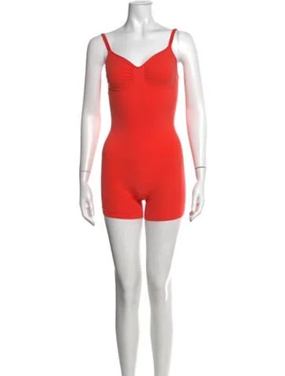 Pre-owned Fendi X Skims V-neck Romper In Red