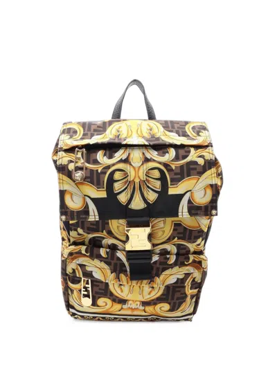 Pre-owned Fendi X Versace 2010s Fendace Backpack In 黑色