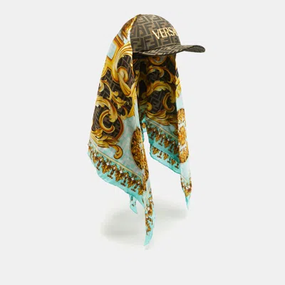 Pre-owned Fendi X Versace Brown Baroque/foulard Canvas And Silk Scarf Baseball Cap