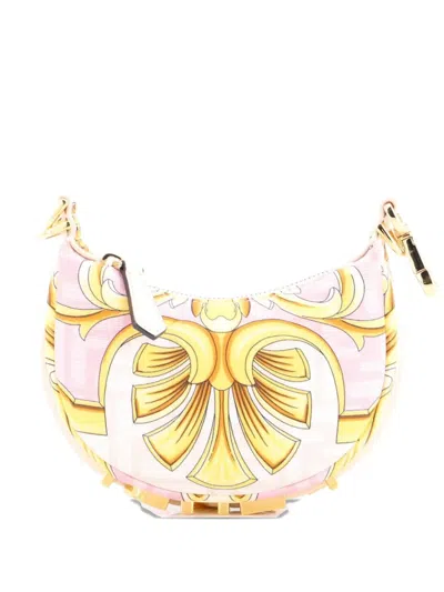 Pre-owned Fendi X Versace Fendace Graphy Bag Printed Zucca Silk Nano Hobo Bag In Multi