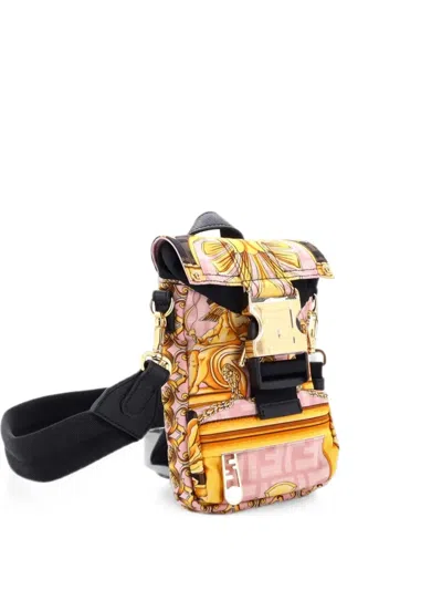 Pre-owned Fendi X Versace Fendace Ness Printed Zucca Nylon Mini Backpack In Multi