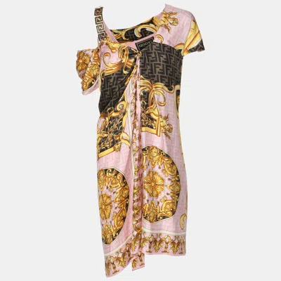 Pre-owned Fendi X Versace Fendace Multicolor Printed Silk Mini Dress S
