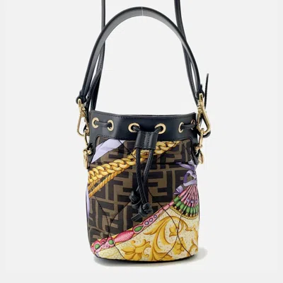 Pre-owned Fendi X Versace Mon Tresor Multicolor/brown Nylon Leather Size Mini