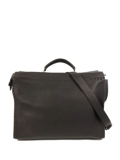 Pre-owned Fendi Xl Peekaboo Tote Bag In Black
