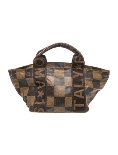Pre-owned Fendi Y2k Checkerboard Tote Bag Mini Vintage In Brown