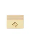 Fendi Yellow And Beige Leather Flat Card Holder