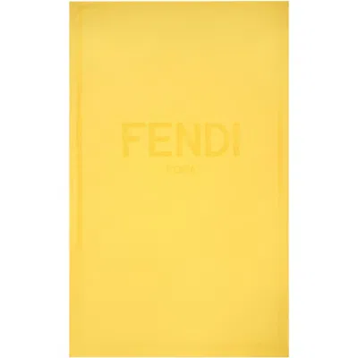 Fendi Yellow Beach Towel For Kids With  Logo In Black