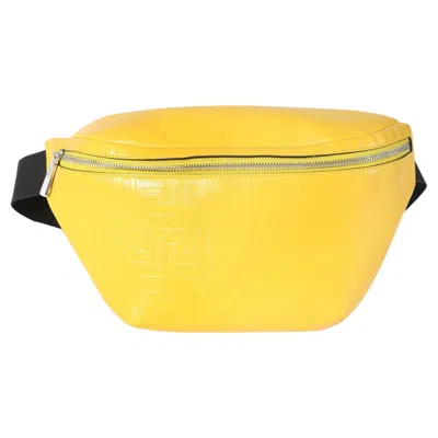 Pre-owned Fendi Yellow Calfskin Ff 1974 Embossed Belt Bag