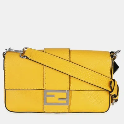 Pre-owned Fendi Yellow Cuoio Romano Selleria Belt Baguette Bag