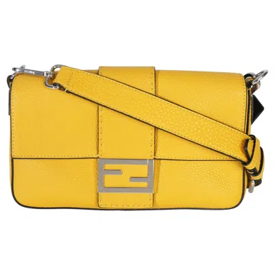Pre-owned Fendi Yellow Cuoio Romano Selleria Belt Baguette Bag