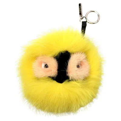 Pre-owned Fendi Yellow Fox Fur Bug Bag Charm